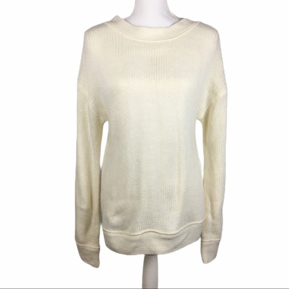 Wonderly NWT Ivory Lace Up Back Knit Sweater